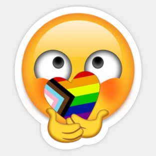 Progress Pride Shy Heart Emoji Sticker